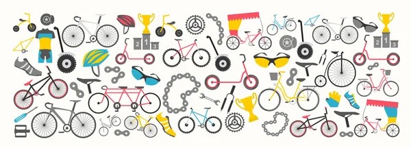 Diseño gráfico de banner de bicicleta. Tipos de bicicleta. Ilustración del vector f — Archivo Imágenes Vectoriales