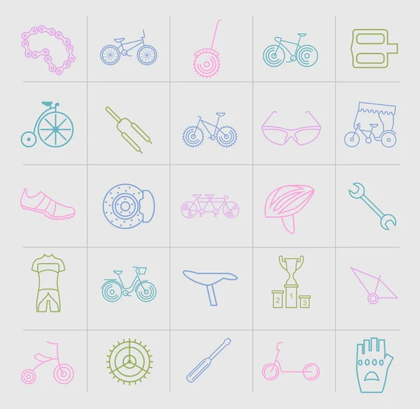 Bicycle icon set. Bike types. Vector illustration linear thin de — Stock Vector