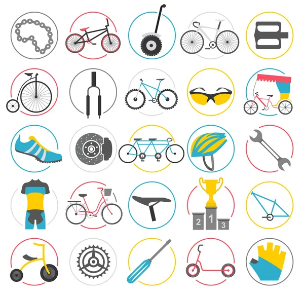 Fiets pictogramserie. Fiets typen. Vector illustratie plat ontwerp — Stockvector