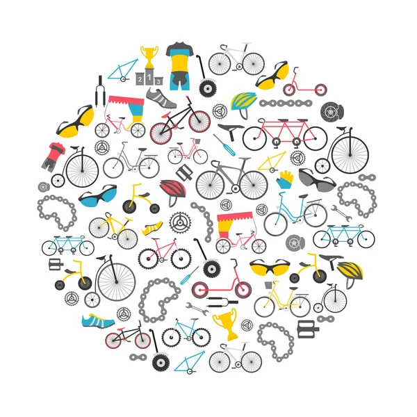 Fahrradsymbolset. Fahrradtypen. Vektor Illustration flaches Design — Stockvektor