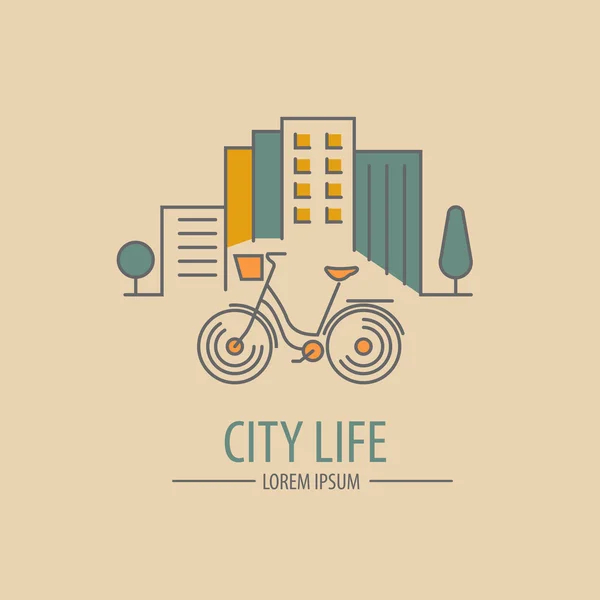 Plantilla de logotipo de diseño de línea delgada bicicleta. Ilustración vectorial — Vector de stock