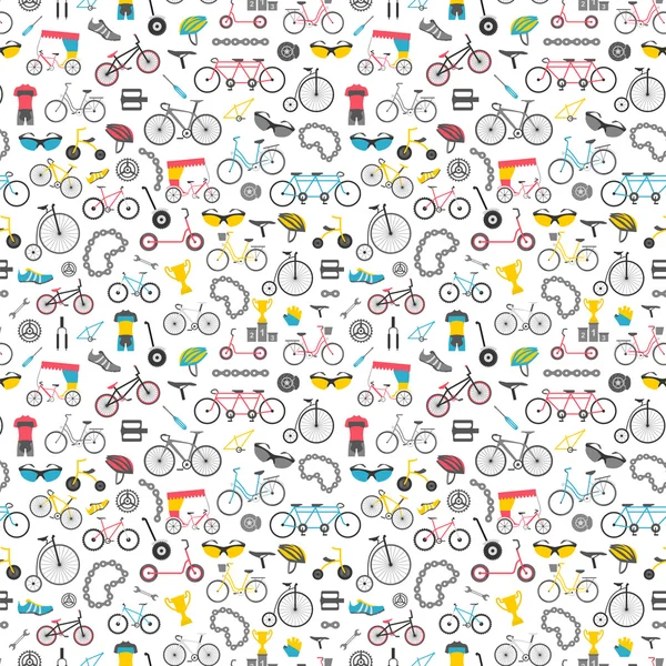 Bicycle seamless pattern. Colour flat design. Vector illustratio — Stock Vector