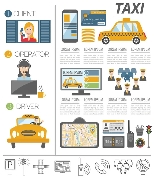 Taxi infografikę szablonu. Płaska konstrukcja — Wektor stockowy