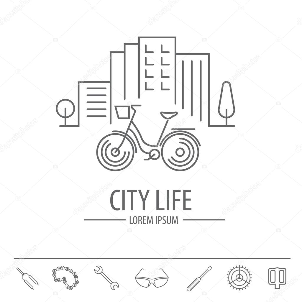 Bicycle thin line design logo template. Vector illustration