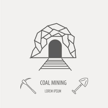 Endüstriyel fabrika logo şablonu. Doğrusal rozet tasarım