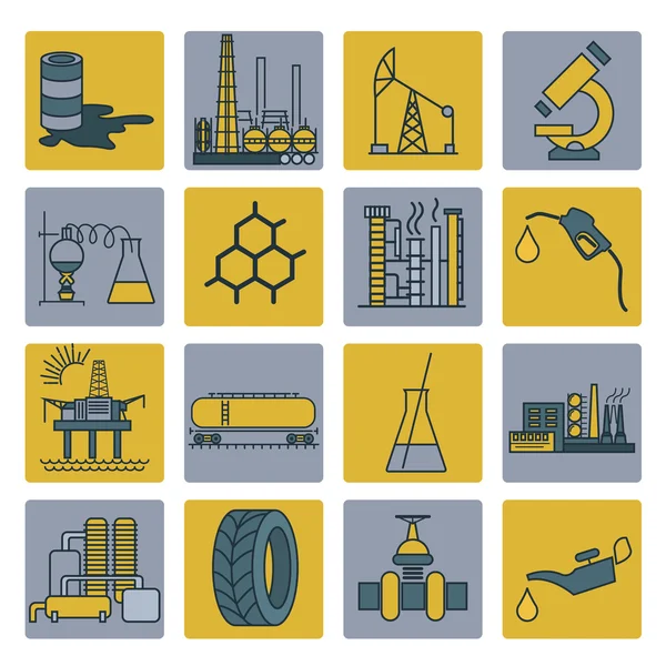 Conjunto de iconos de industria química. Diseño de la versión de color — Vector de stock