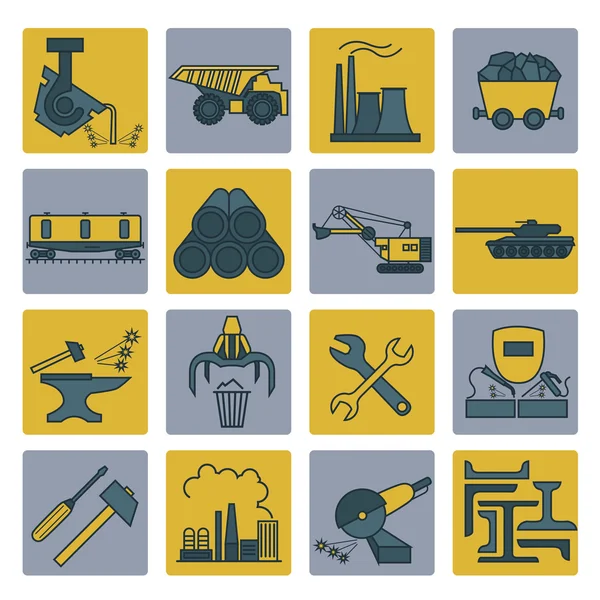 Metallurgy icon set. Colour version design — Stock Vector