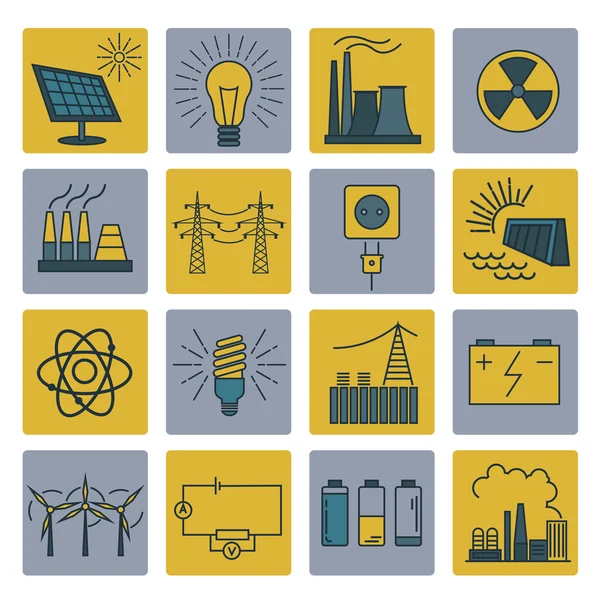 Power Energy Icon gesetzt. Design der Farbvariante — Stockvektor