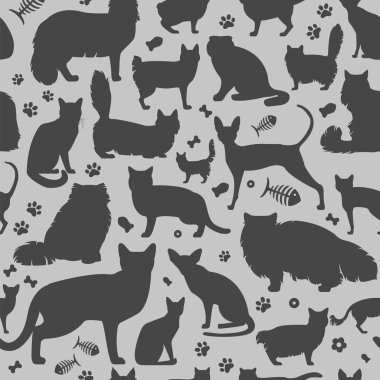 Düz stil kedi karakterler ve veteriner Bakımı seamless modeli