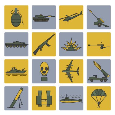 Askeri Icon set. İnce çizgili Tema