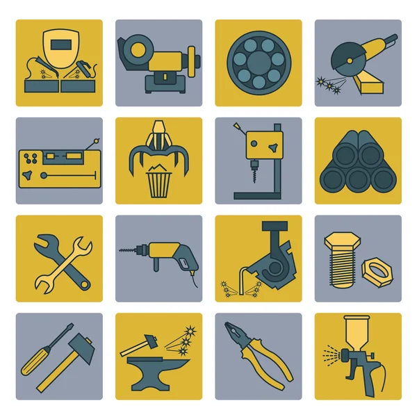 Набор иконок металлических рабочих инструментов. Тонкая линия — стоковый вектор