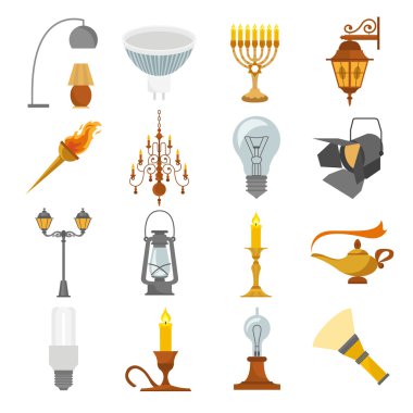 Aydınlatma elemanları Icon set
