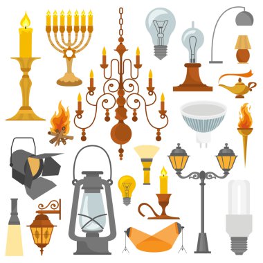 Aydınlatma elemanları Icon set