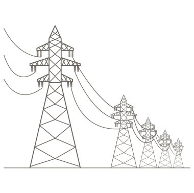 High voltage electric line pylon. Icon set suitable for creating clipart