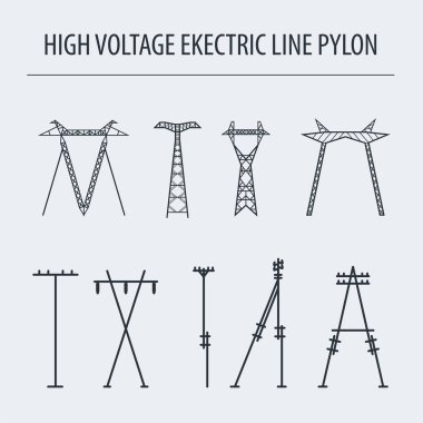 Yüksek gerilim elektrik hattı pilon. Simge kümesi oluşturmak için uygun