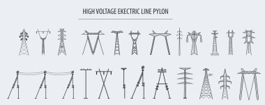 Yüksek gerilim elektrik hattı pilon. Simge kümesi oluşturmak için uygun