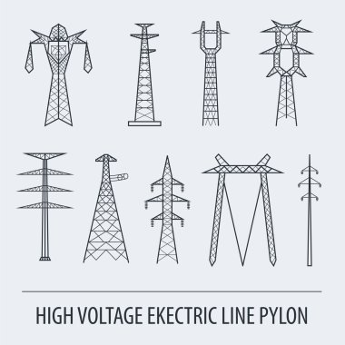 Yüksek gerilim elektrik hattı pilon. Simge kümesi oluşturmak için uygun