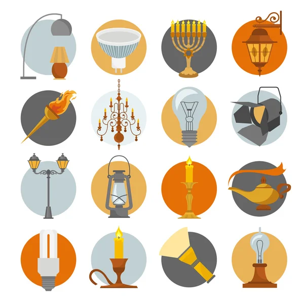 Lighting elements icon set — Stock Vector