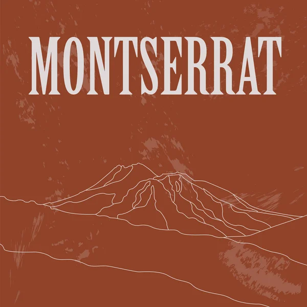 Montserrat zabytki. Obraz w stylu retro — Wektor stockowy