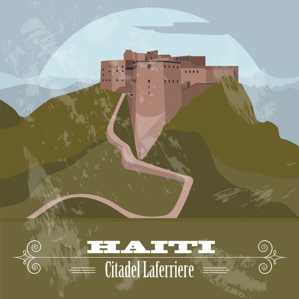 Haiti landmarks. Citadel Laferriere. Retro styled image — Stock Vector
