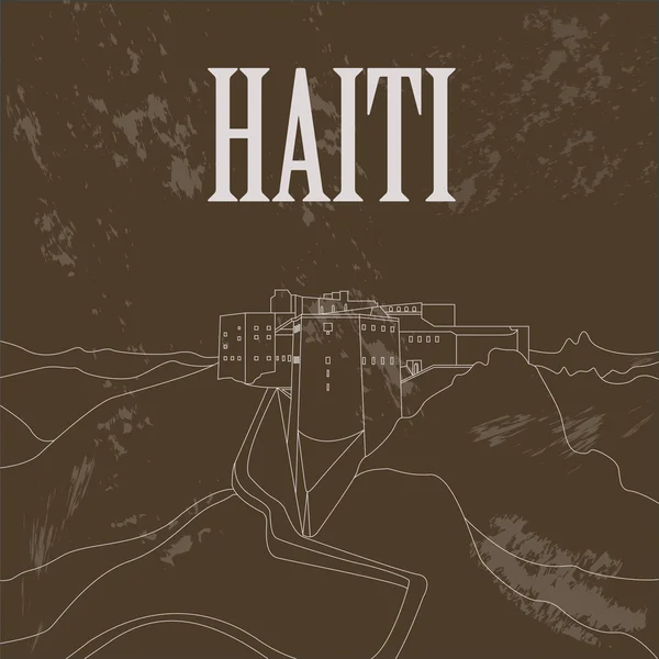 Haiti tereptárgyak. Citadel Laferriere. Retro stílusú kép — Stock Vector