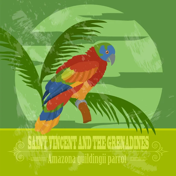 San Vicente y las Granadinas símbolos nacionales. Gremio Amazona — Archivo Imágenes Vectoriales