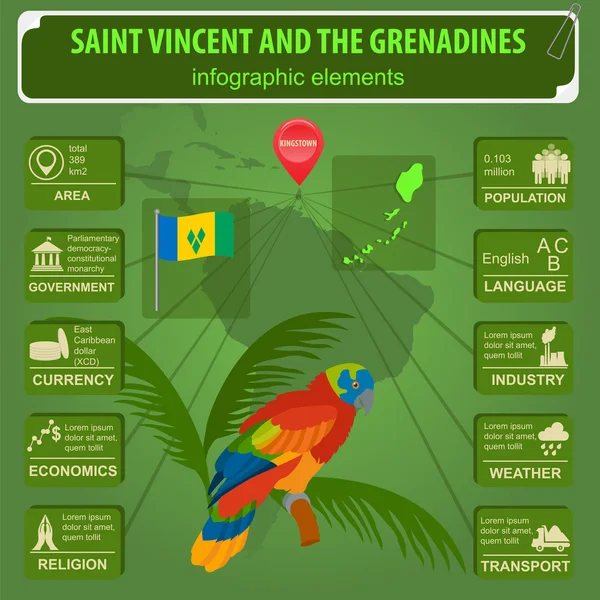 Сент-Вінсент і Гренадини Інфографіка, статистичні дані, — стоковий вектор