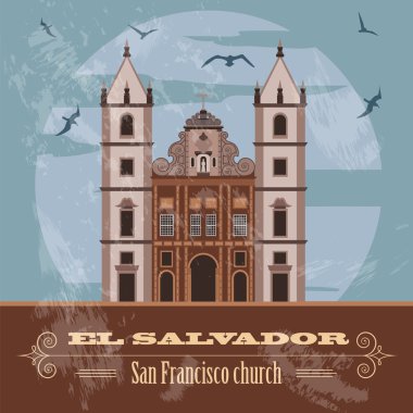 El Salvador yerler. San Francisco Kilisesi. Retro tarz resim