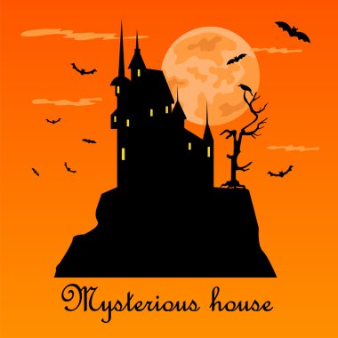 Gizemli karanlık gece evde. Cadılar Bayramı tatil. Düz simgesi