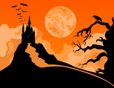 Cadılar Bayramı tatil grafik şablonu. Düz simgeler