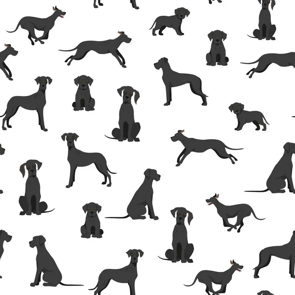 Великолепный Бесшовный Узор Различные Вариации Набора Шерсти Цвета Собаки Векторная — стоковый вектор