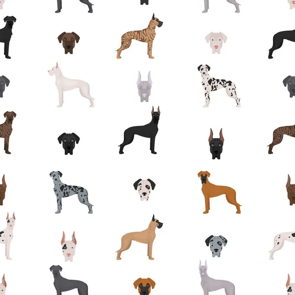 Чудовий Безшовний Візерунок Різні Варіанти Шерсті Кольоровий Набір Собак Векторні — стоковий вектор