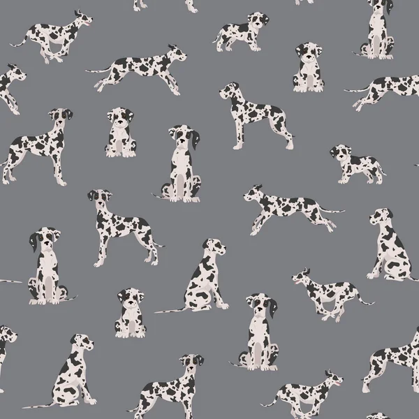 Великолепный Бесшовный Узор Различные Вариации Набора Шерсти Цвета Собаки Векторная — стоковый вектор