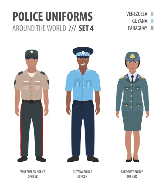 Uniformes Polícia Todo Mundo Terno Roupas Policiais Americanos Conjunto Ilustrações —  Vetores de Stock