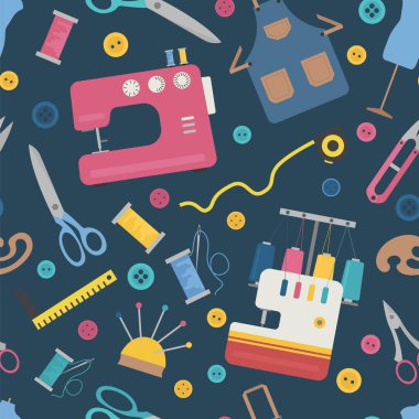 Meslek ve meslek belirlendi. Terzi, terzi, terzi, terzi, terzi. Vektör illüstrasyonu 