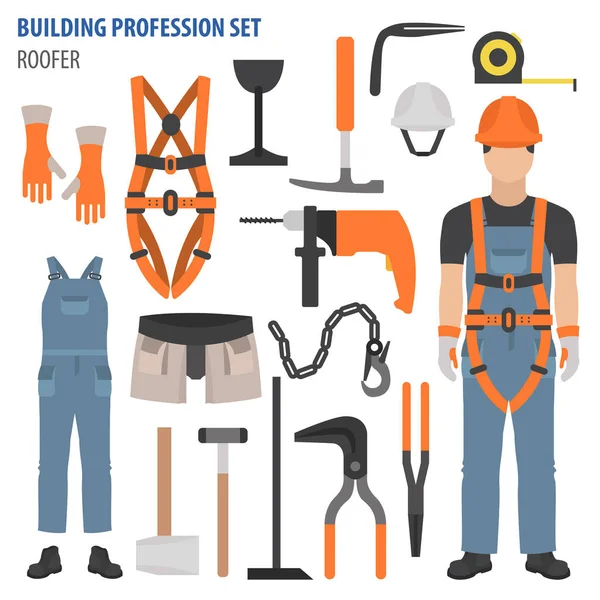 Profession Profession Outils Équipement Toiture Icône Design Plat Uniforme Illustration — Image vectorielle