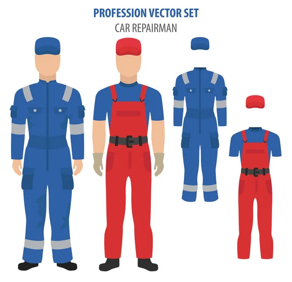 Equipo Del Reparador Del Coche Icono Uniforme Del Diseño Plano — Vector de stock