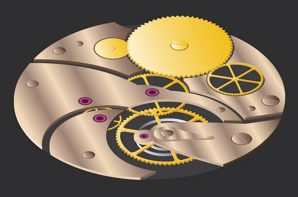 時計のメカニズム 幾何学的なギア 3Dベクトル図 — ストックベクタ
