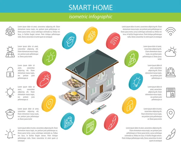 Smart Home Isometric Infographic Collection Vector Illustration — Stock Vector