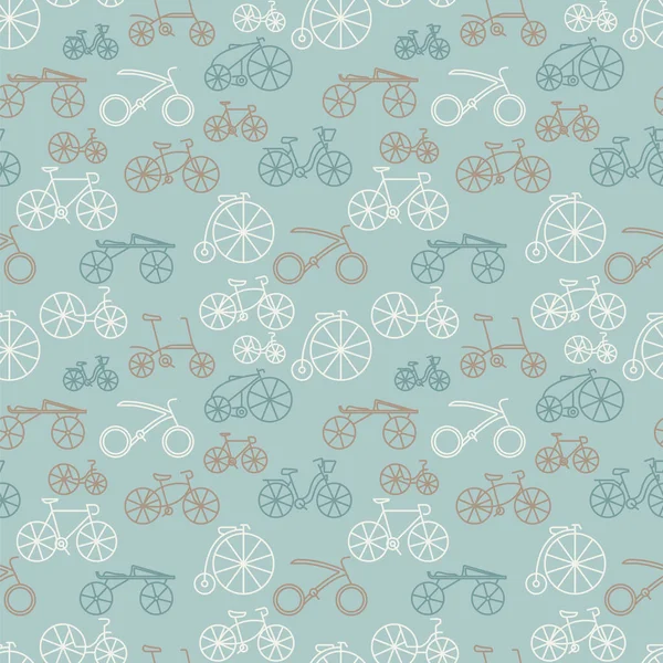 Bicycle Seamless Pattern Evolution Flat Colour Design Vector Icon Set — Stock Vector
