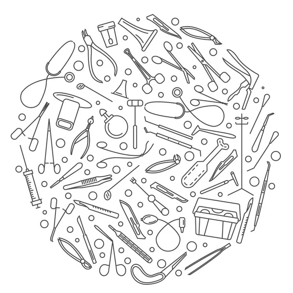 Instrumentos Médicos Design Infográfico Linear Fino Ginecologia Otorrinolaringologia Odontologia Cirurgia — Vetor de Stock