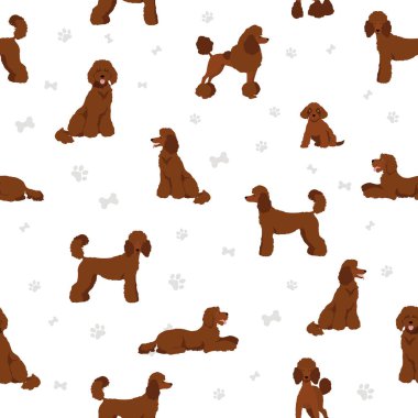 Standart kaniş pürüzsüz desen. Farklı pozlar, farklı renkler. Vektör illüstrasyonu