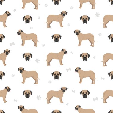 Boğa gibi pürüzsüz desen. Farklı ceket renkleri ve pozlar. Vektör illüstrasyonu