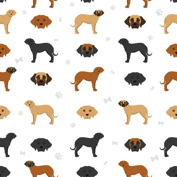 Broholmer Seamless Pattern Different Coat Colors Poses Set Vector Illustration — ストックベクタ