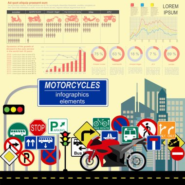 Motosiklet öğeleri, ulaşım infographics kümesi