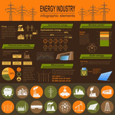 yakıt ve enerji sektöründe Infographic, set öğeleri oluşturmak için