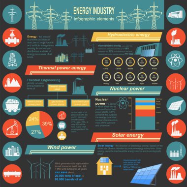 yakıt ve enerji sektöründe Infographic, set öğeleri oluşturmak için