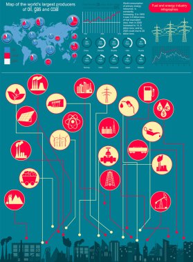 yakıt ve enerji sektöründe Infographic, set öğeleri oluşturmak için