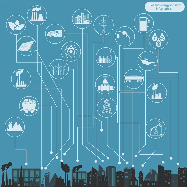 Infografik für die Brennstoff- und Energiebranche, Set-Elemente für die Erstellung — Stockvektor