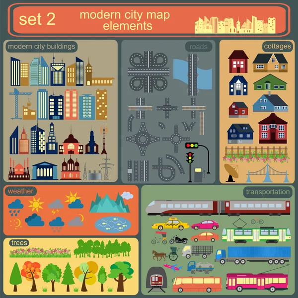 Modern city map elements for generating your own infographics, m — Stock Vector